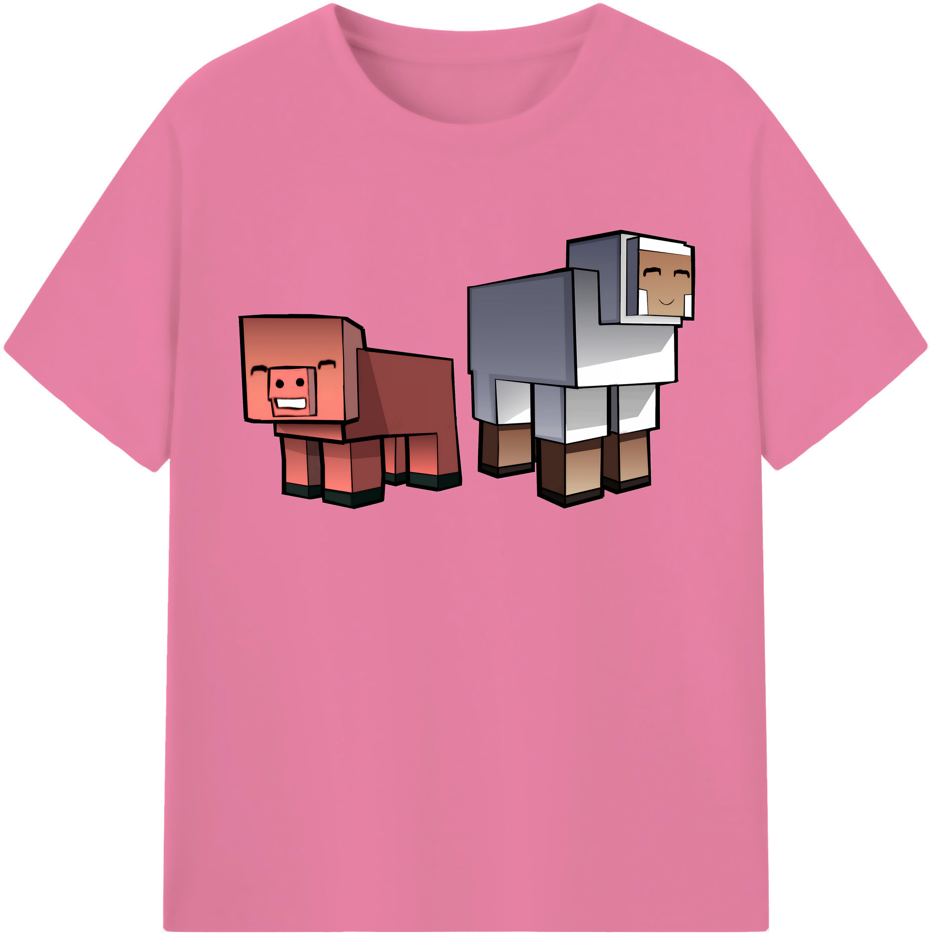 （画像用） マインクラフト ブロックの世界 Minecraft MC Block world 綿100％半袖Tシャツ（フロントプリント）
